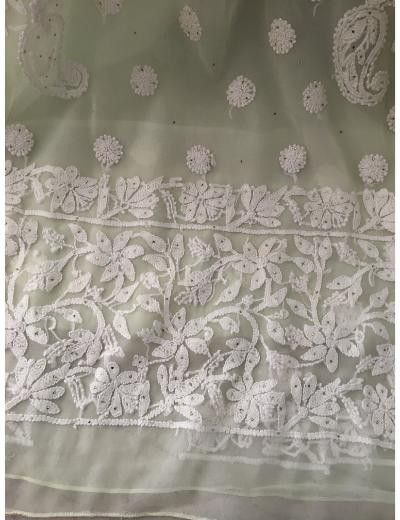 Chhangamal Hand Embroidered Lemon Yellow Colour Georgette Chikankari Saree