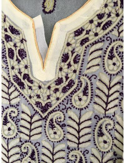 Chhangamal Hand Embroidered Lemon Yellow Colour Georgette Chikankari Top