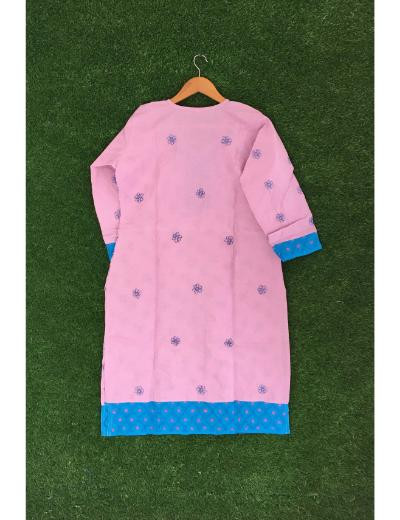 Chhangamal Hand Embroidered Light Blue Colour Cotton Chikankari Kurti