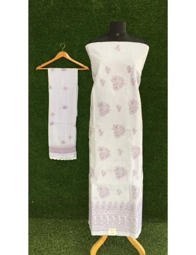 Chhangamal Hand Embroidered Light Blue Colour Cotton Chikankari Suit Piece