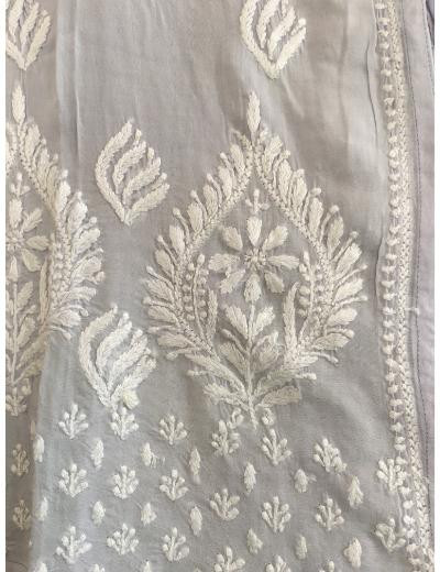 Chhangamal Hand Embroidered Light Blue Colour Modal Chikankari Kurti