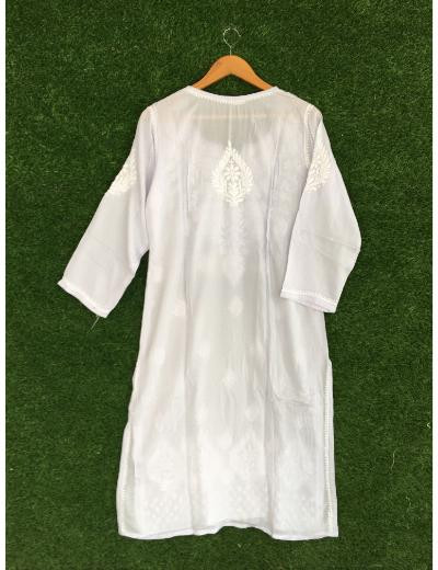 Chhangamal Hand Embroidered Light Blue Colour Modal Chikankari Kurti