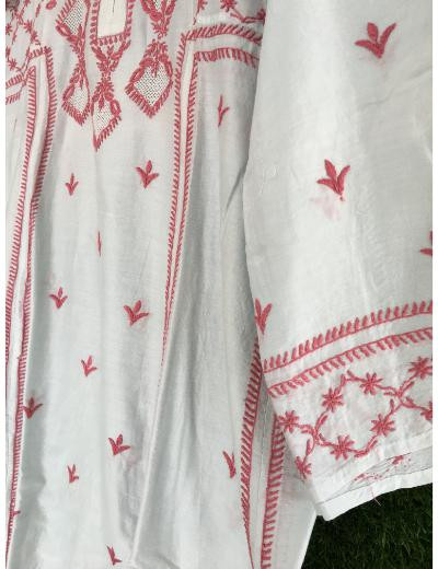 Chhangamal Hand Embroidered Light Blue Colour Mul Chanderi Chikankari Kurta Dupatta Piece