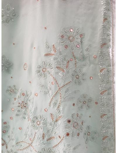 Chhangamal Hand Embroidered Light Blue Colour Pure Georgette  Chikankari Saree Piece