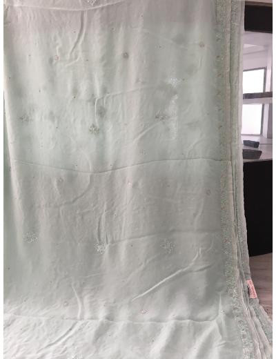 Chhangamal Hand Embroidered Light Blue Colour Pure Georgette  Chikankari Saree Piece