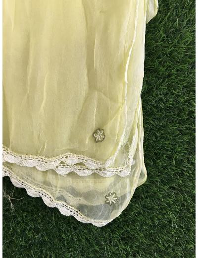 Chhangamal Hand Embroidered Light Green Colour Cotton Chikankari Suit Piece
