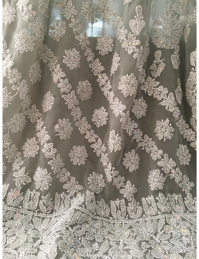 Chhangamal Hand Embroidered Light Green Colour Georgette Chikankari Saree