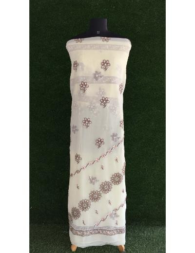 Chhangamal Hand Embroidered Light Green Colour Georgette Chikankari Suit Piece