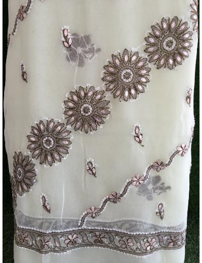 Chhangamal Hand Embroidered Light Green Colour Georgette Chikankari Suit Piece