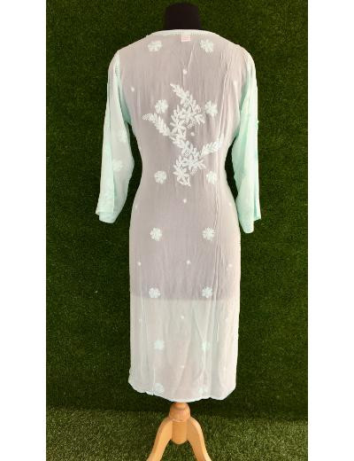 Chhangamal Hand Embroidered Light Grey  Colour Pure Georgette Chikankari  Kurti