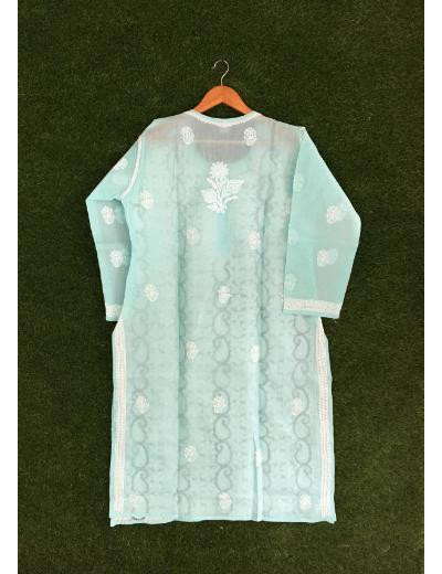 Chhangamal Hand Embroidered Light Grey Colour Cotton Chikankari Kurti Piece