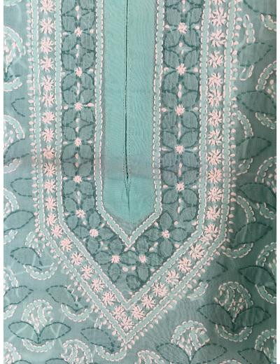 Chhangamal Hand Embroidered Light Grey Colour Cotton Chikankari Kurti Piece