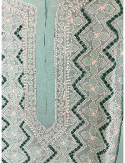 Chhangamal Hand Embroidered Light Grey Colour Cotton Chikankari Kurti Piece