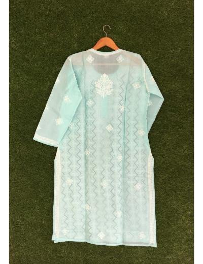 Chhangamal Hand Embroidered Light Grey Colour Cotton Chikankari Kurti Piece