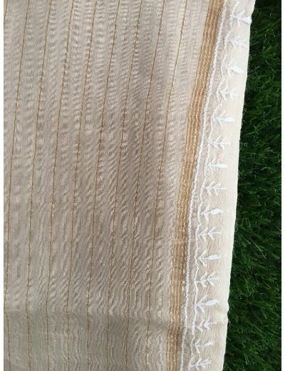 Chhangamal Hand Embroidered Light Peach Colour Chanderi Silk Chikankari Kurta Dupatta Piece