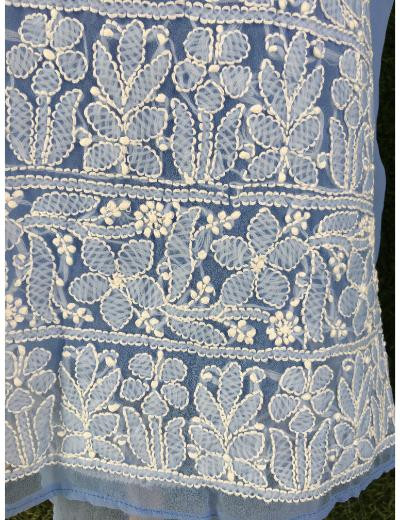 Chhangamal Hand Embroidered Light Purple Colour Georgette Chikankari Suit Piece