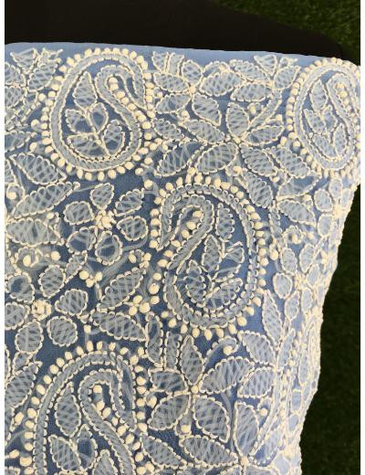 Chhangamal Hand Embroidered Light Purple Colour Georgette Chikankari Suit Piece