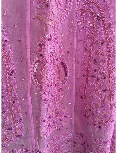 Chhangamal Hand Embroidered Light Purple Colour Pure Georgette Chikankari Anaarkali Kurti