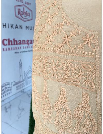 Chhangamal Hand Embroidered Light Yellow Colour Chanderi Chikankari Kurta Dupatta Piece