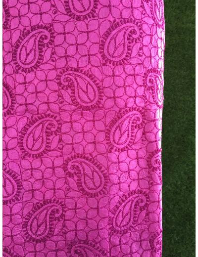 Chhangamal Hand Embroidered Magenta  Colour Silk Chikankari Suit Length