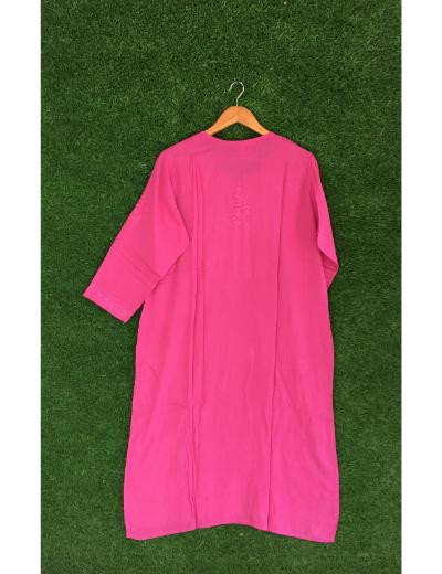 Chhangamal Hand Embroidered Magenta Colour Madal Chikankari Kurti Piece