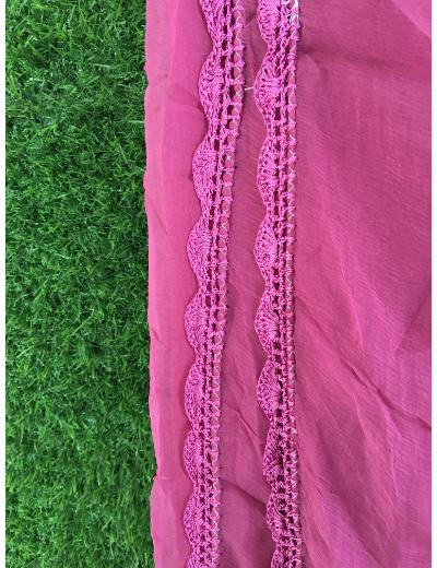Chhangamal Hand Embroidered Maroon Colour Silk Chikankari Suit Length
