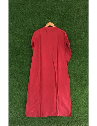 Chhangamal Hand Embroidered Maroon Yellow Colour Chanderi Silk Chikankari Kurti Piece