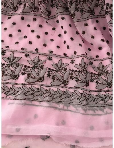 Chhangamal Hand Embroidered Mauve Colour Georgette Chikankari Saree