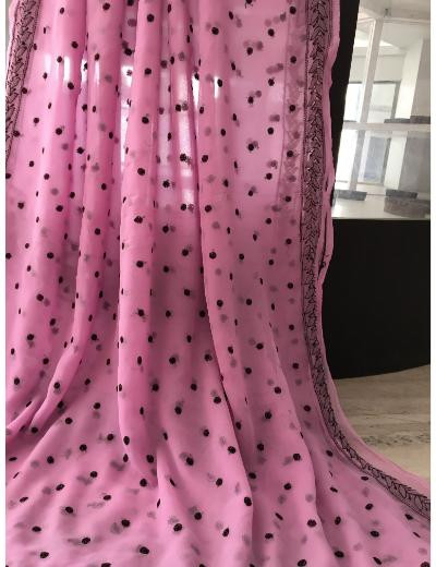 Chhangamal Hand Embroidered Mauve Colour Georgette Chikankari Saree