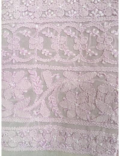 Chhangamal Hand Embroidered Mauve Colour Pure Georgette Chikankari Kurta Piece