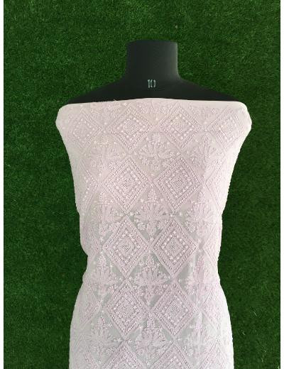 Chhangamal Hand Embroidered Mauve Colour Pure Georgette Chikankari Kurta Piece