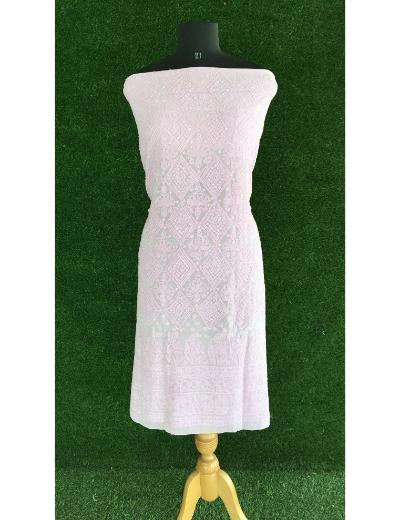 Chhangamal Hand Embroidered Mauve Colour Pure Georgette Chikankari Kurta Piece