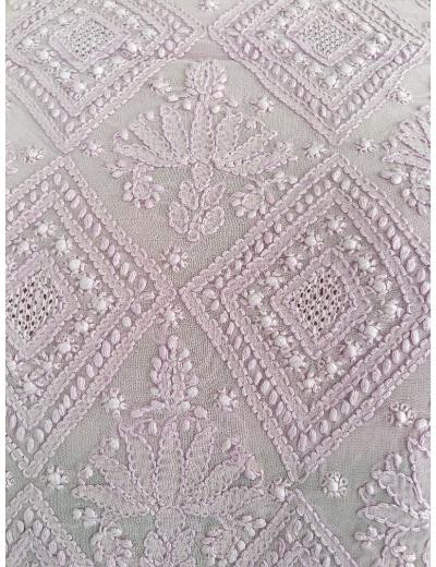 Chhangamal Hand Embroidered Mauve Colour Pure Georgette Chikankari Kurta Piece