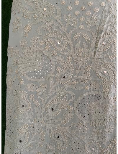 Chhangamal Hand Embroidered 	Mint Green Pure Georgette Chikankari Kurta Dupatta Piece