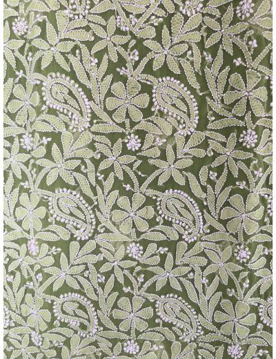 Chhangamal Hand Embroidered Moss Green Colour Georgette Chikankari Kurti