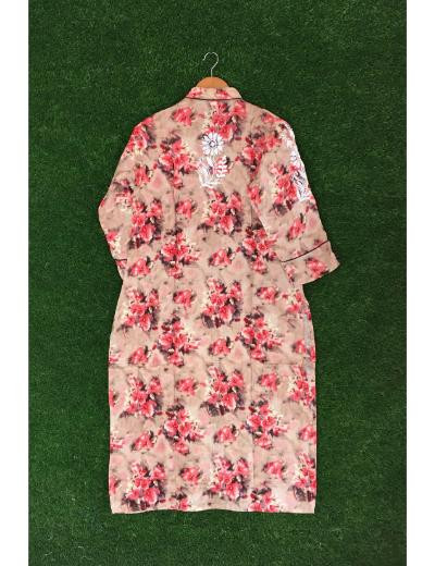 Chhangamal Hand Embroidered Multi Colour Cotton Chikankari Kurti