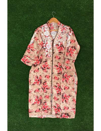 Chhangamal Hand Embroidered Multi Colour Cotton Chikankari Kurti