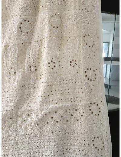 Chhangamal Hand Embroidered Off-White  Colour Pure Georgette  Chikankari Saree Piece