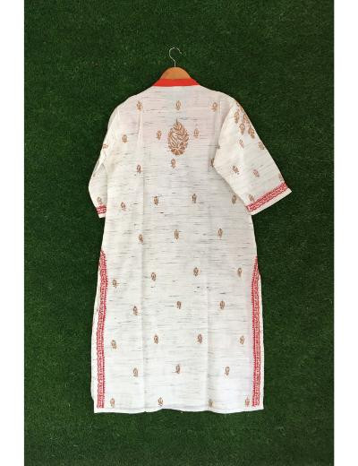 Chhangamal Hand Embroidered Off-White Colour Cotton Chikankari Kurti
