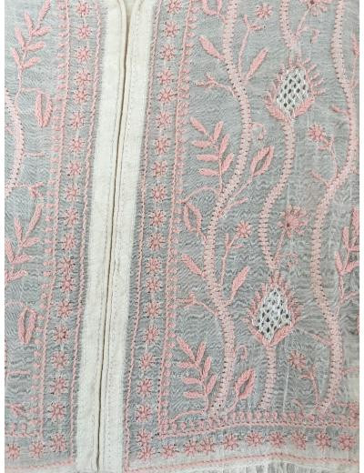 Chhangamal Hand Embroidered Off-White Colour Mul-chanderi Chikankari Kurta Dupatta Piece