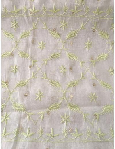 Chhangamal Hand Embroidered Off-White Colour Mul Chanderi Chikankari Saree