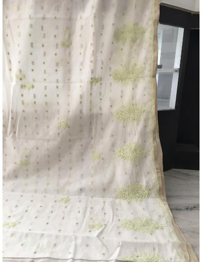 Chhangamal Hand Embroidered Off-White Colour Mul Chanderi Chikankari Saree