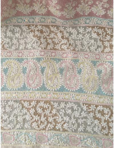 Chhangamal Hand Embroidered Off-White Colour Pure Georgette  Chikankari Saree Piece