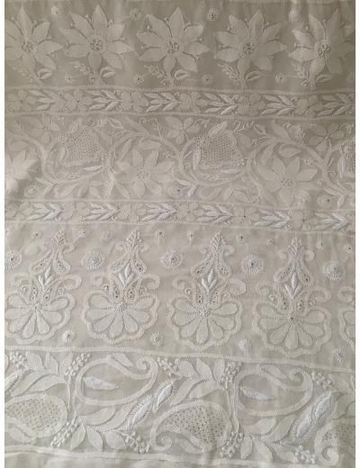 Chhangamal Hand Embroidered Off-White Colour Pure Georgette  Chikankari Saree Piece