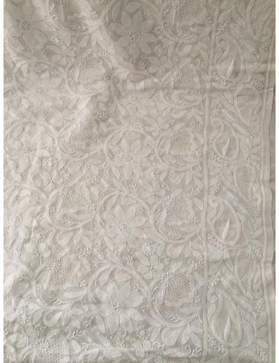 Chhangamal Hand Embroidered Off-White Colour Pure Georgette  Chikankari Saree Piece