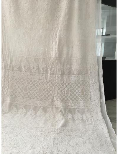 Chhangamal Hand Embroidered Off-White Colour Pure Georgette  Chikankari Saree Piece