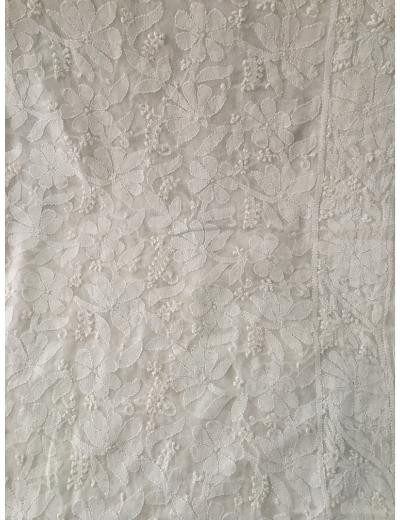Chhangamal Hand Embroidered Off-White Colour Pure Georgette  Chikankari Saree Piece