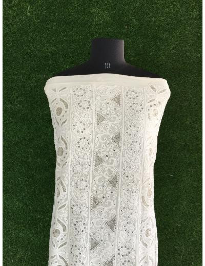 Chhangamal Hand Embroidered Off-White Colour Pure Georgette Chikankari Kurta Dupatta Piece