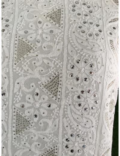 Chhangamal Hand Embroidered Off-White Colour Pure Georgette Chikankari Kurta Dupatta Piece
