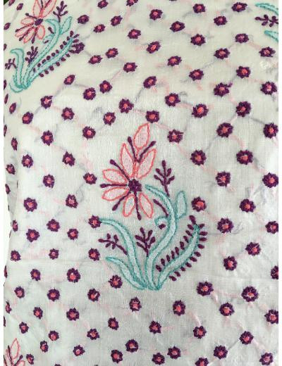 Chhangamal Hand Embroidered Off-White Colour Silk Chikankari Suit Length